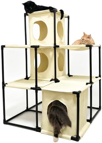 Modular PVC Cat Tree with 6 Removable Hammocks by Unknown