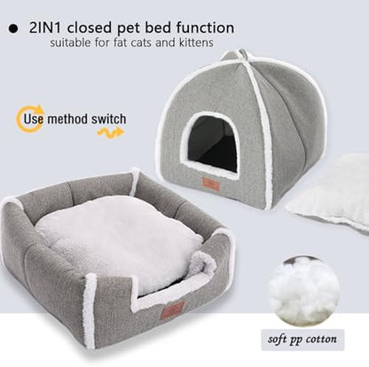 Cat Beds for Indoor Cats-Cat Bed Cave House Tent for Kittens and Small Pets - Image 3