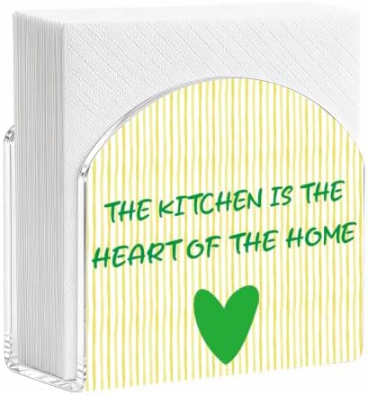 Kitchen Is Heart Of Home Print Acrylic Napkin Holder by ENGVZ