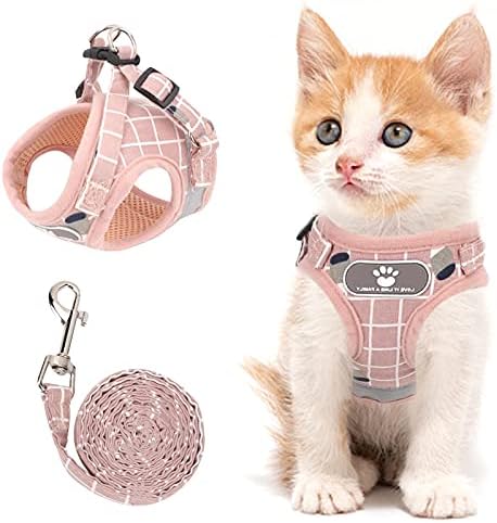 Cat Vest Harness and Leash Set, Escape Proof Kitten Harness Pink-A S by NCMAMA