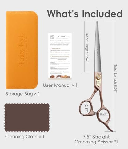 7.5'' Dog Straight Scissors for Grooming 440C Stainless Steel Rose Gold - Image 7