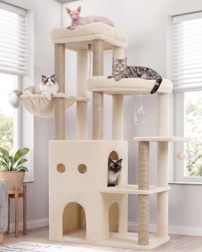 Heybly Cat Tree, 59.4" Secure Anti-Tip Cat Tower by HEYBLY