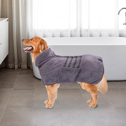 Geyecete Pineapple Grid Fast Drying Super Absorbent Dog Cat Bath Robe Towel - Image 6