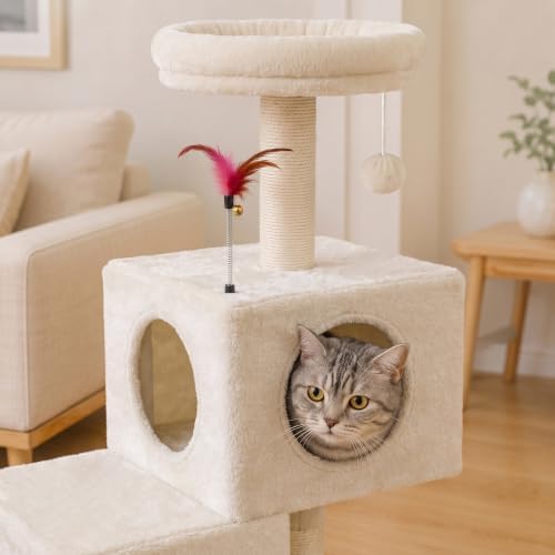YUNIQUE Small Cat Tree for Indoor Cats, Cat Tower - Image 6
