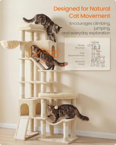 Feandrea Large Cat Tree, 79.5" Tall Sturdy Cat Tower - Image 5