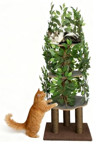 Cat Tree with Leaves – Stable & Space-Saving Design – 4 Scratch Levels & 5 by PriorPet