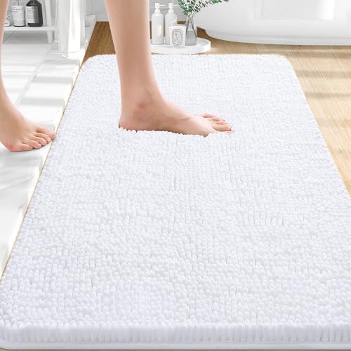 OLANLY Small Bathroom Rugs 30x18, Extra Soft Absorbent Chenille Bath Rugs by OLANLY