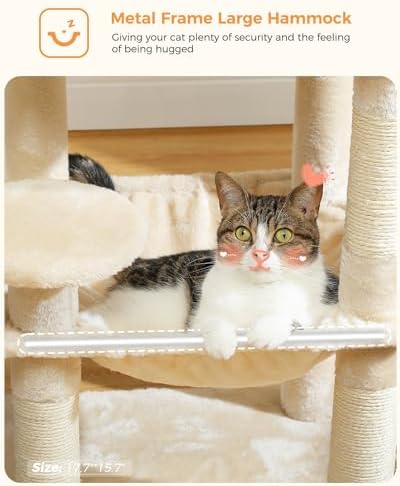 MUTTROS 45.7" Cat Tree with Hammock, Condo & 4 Sisal Posts - Image 5