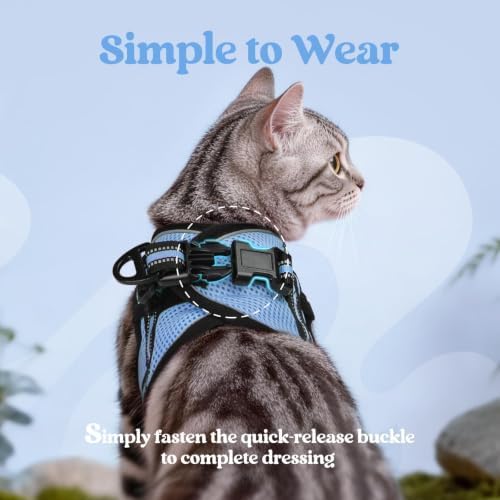 rabbitgoo Cat Harness and Leash Set, Step-in Soft Vest, Light Blue - Image 4