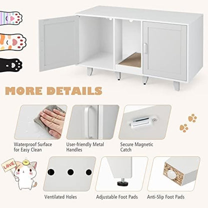 Tangkula Double Cat Litter Box Enclosure - Image 4