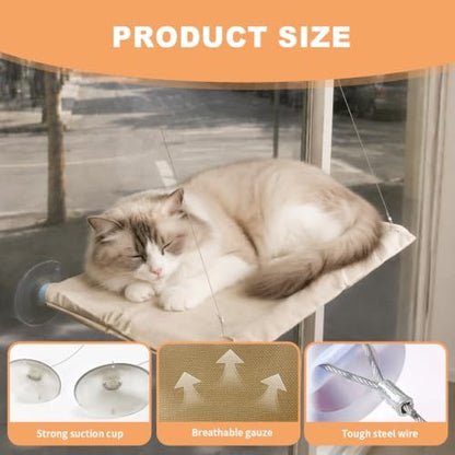 Cat Window Perch and Hammock, 21.6"x13.7" Portable Catio Window Bed - Image 5