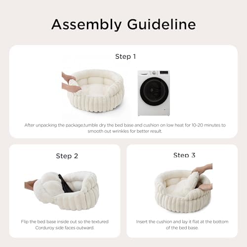 Bedsure ComfyFleece® Washable Cute Cat Bed, Soft Round Kitten Bed - Image 6