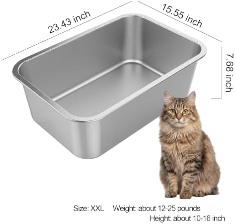 XX-Large High Sided Stainless Steel Cat Litter Box - Image 2