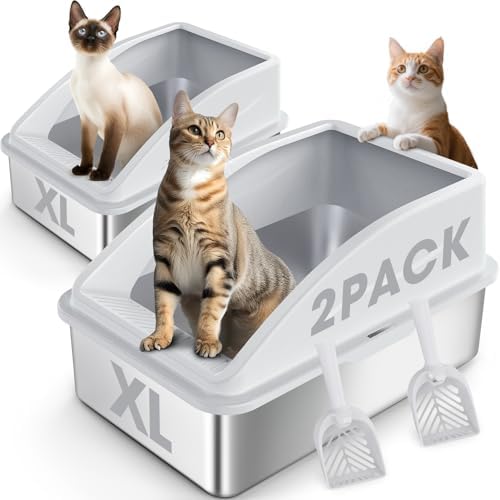 Stainless Steel Litter Box | XL Enclosed Cat Litter Box by AIPERRO