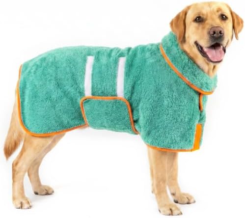Dog Bathrobe, Super Absorbent for Small to Large Dogs, Lake Green L by Bienbee