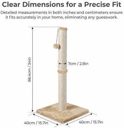 Dimaka 34" Height Tall Cat Scratching Post, Claw Scratcher - Image 2