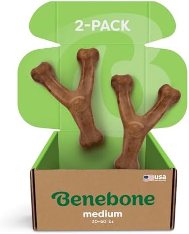 Benebone 2-Pack Wishbone Toy for Aggressive Chewers, Real Bacon by Benebone