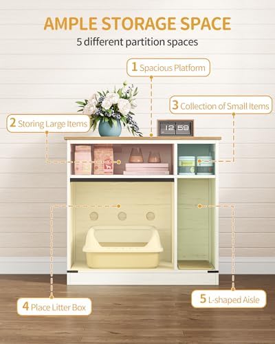 Hzuaneri Cat Litter Box Enclosure, Hidden Litter Box Furniture - Image 6