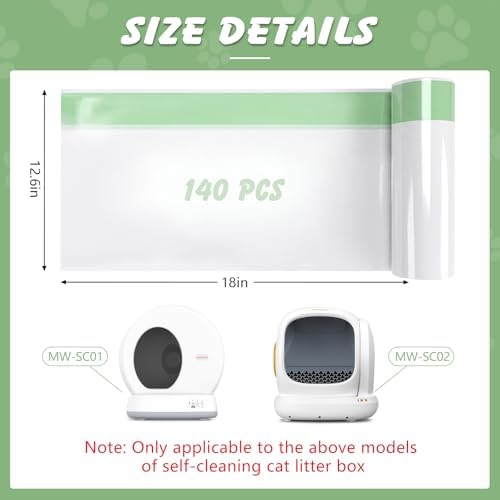 140 Cat Litter Box Liners For Meowant Mw-Sc01/Sc02/Sc09, Drawstring - Image 2