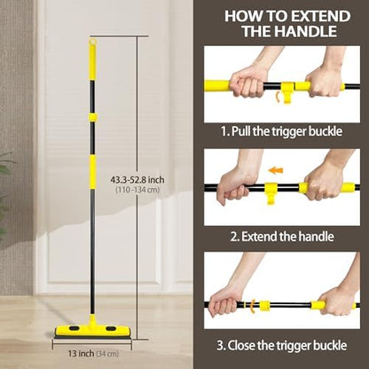 JEHONN Rubber Broom with Squeegee, Pet Hair Remover 52.8 inches Long Handle - Image 2