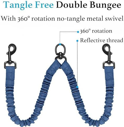 iYoShop Double Dog Leash, 360° Swivel, No Tangle, True Navy - Image 5