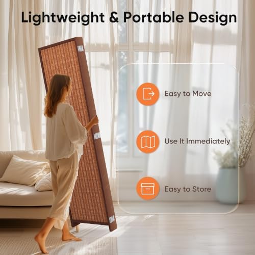 JOSTYLE 5 Panel Folding Privacy Screen 6ft Bamboo Freestanding Room Divider - Image 5
