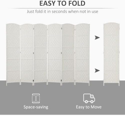 HOMCOM Room Divider 6 Panel Freestanding 6FT Tall Privacy Screen White - Image 3