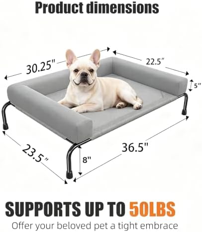 Simple Trending Elevated Dog Bed, Medium Dog Outdoor Cot, 36.5"x23.5" - Image 5