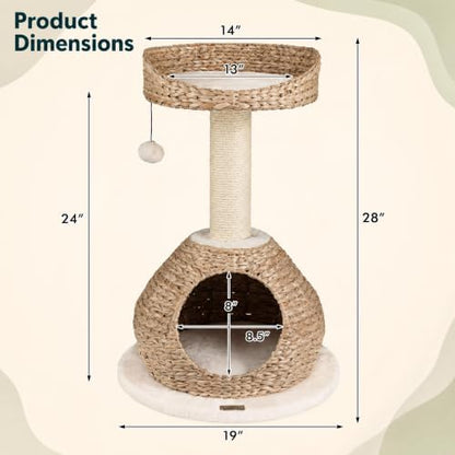 PETSITE 28-inch Modern Cat Tree, Small Cute Cat Tower Sisal Scratching Post - Image 3