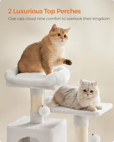 Feandrea Cat Tree, 59.5-Inch Tall Cat Tower, Cream White - Image 3