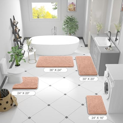 OLANLY Bathroom Runner Rugs 47x20, Extra Soft Absorbent Chenille Bath Rugs - Image 2
