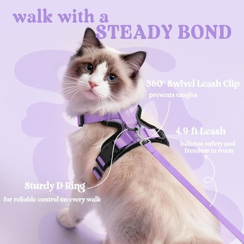 rabbitgoo Cat Harness and Leash Set, Escape Proof Vest, Light Purple - Image 5