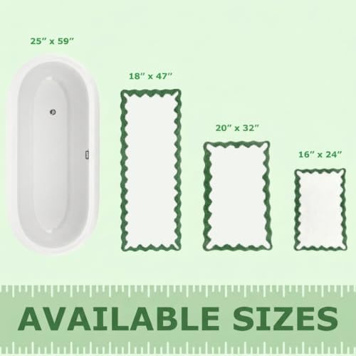 Cute Green Scalloped Bathroom Mat, Fun Plush Luxury Microfiber Bath Rug - Image 2