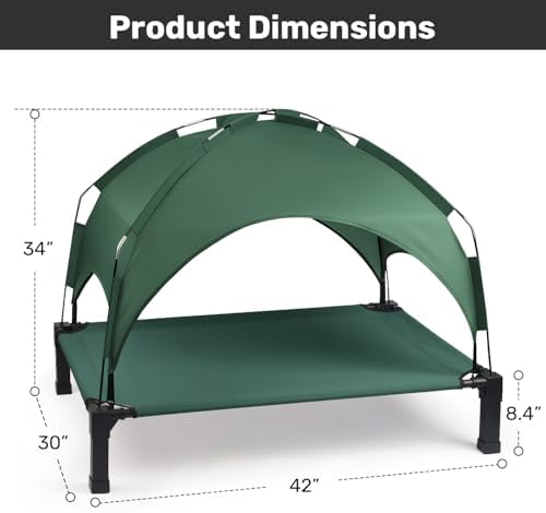 Heeyoo Elevated Dog Bed with Removable Canopy, Portable Dog Cot with Sun - Image 6