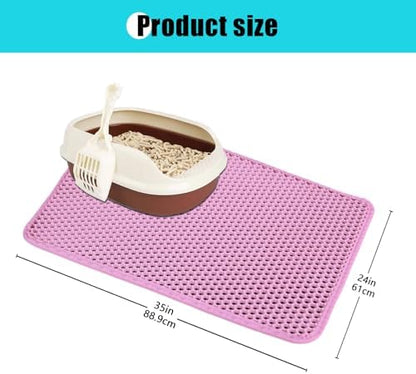 Cat Litter Mat 35"x24", Double Layer Waterproof Litterbox Mat - Image 3