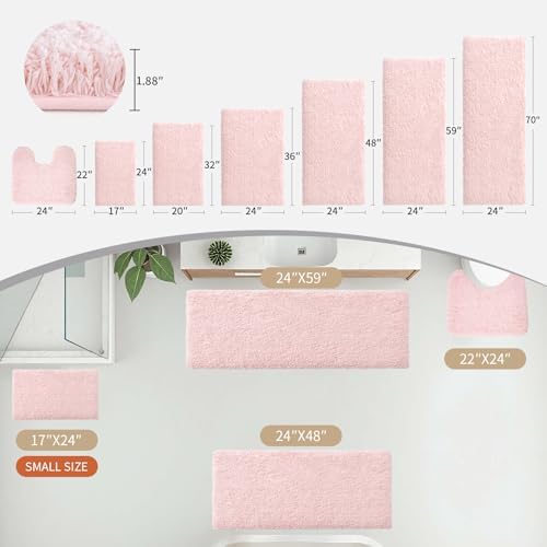 Disolla Sakura Pink Bathroom Runner Rug 24x70, Plush Extra Large Bath Mat - Image 2
