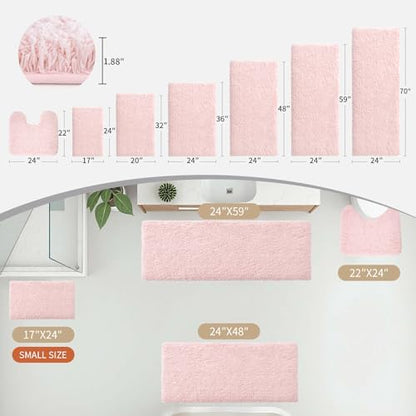 Disolla Sakura Pink Bathroom Runner Rug 24x70, Plush Extra Large Bath Mat - Image 2