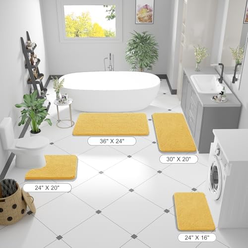 OLANLY Bathroom Runner Rugs 47x24, Extra Soft Absorbent Chenille Bath Rugs - Image 2