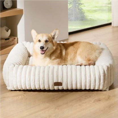 Bedsure ComfyFleece® Cute Dog Bed Medium Large Size Dog Washable，33in Cream - Image 6