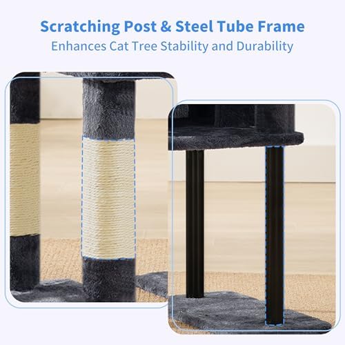 Heybly Cat Tree with Toy, 49 inch Cat Tower - Image 6