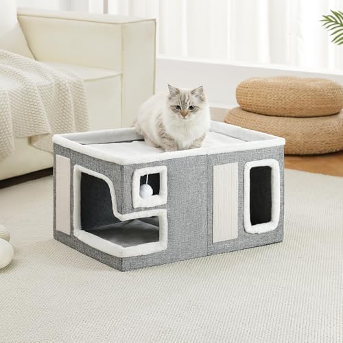 Large Cat Houses for Indoor Cats, Extra Wide Cat Cave Bed - Image 7