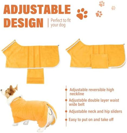 Dog Robe - Fast Drying Towel - Microfiber Super Absorbent Pet Bathrobe - Image 3