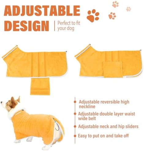 Dog Robe - Fast Drying Towel - Microfiber Super Absorbent Pet Bathrobe - Image 3