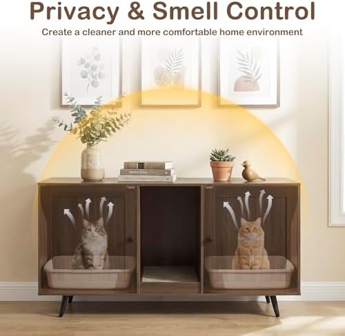 Tangkula Double Cat Litter Box Enclosure - Image 6