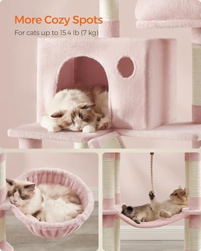 Feandrea Cat Tree, 81.1-Inch Large Cat Tower, Jelly Pink - Image 5