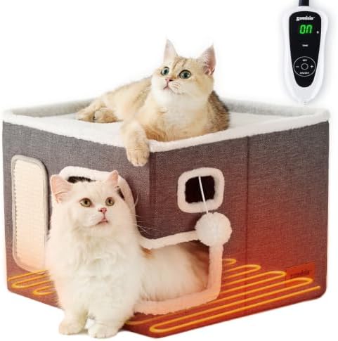 ZOMISIA Heated Cat House Bed for Indoor Cats, Cat Hideway Cube for Sleeping by Zomisia