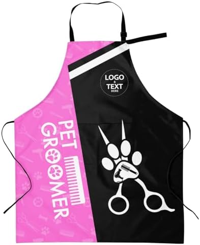 Custom Dog Grooming Apron, Personalized Logo Pet Groomer Apron Smocks by Cowcute