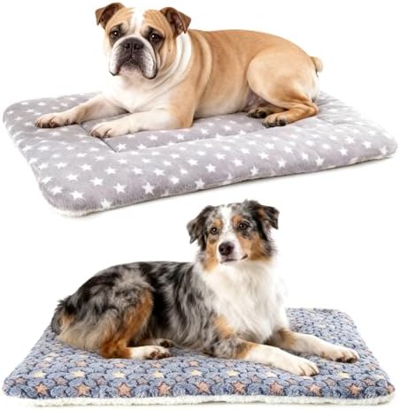 2-Pack Dog Blanket for Crate, Washable Reversible Plush Crate Liner by Tierecare