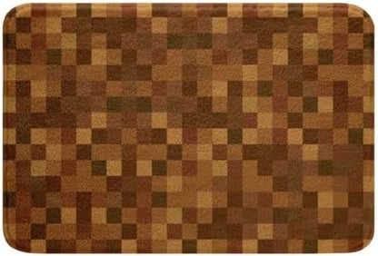 Pixelated Bath Rug, Miners Lattice Games Shaggy Absorbent Non Slip Floor Mat by Manfei