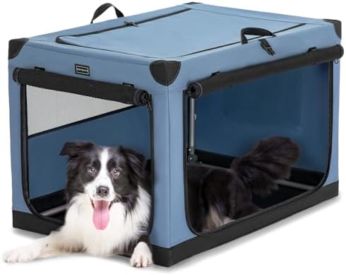 PETSFIT 36" Soft Portable Dog Crate – Patented Spiral Sturdy Frame, Collapsible by Petsfit